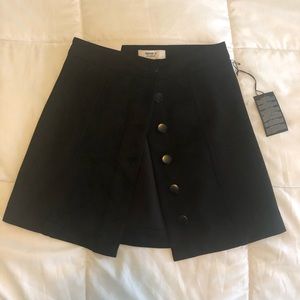 Black velvet button up mini skirt
